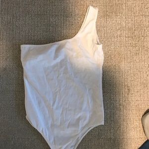 White bodysuit one shoulder